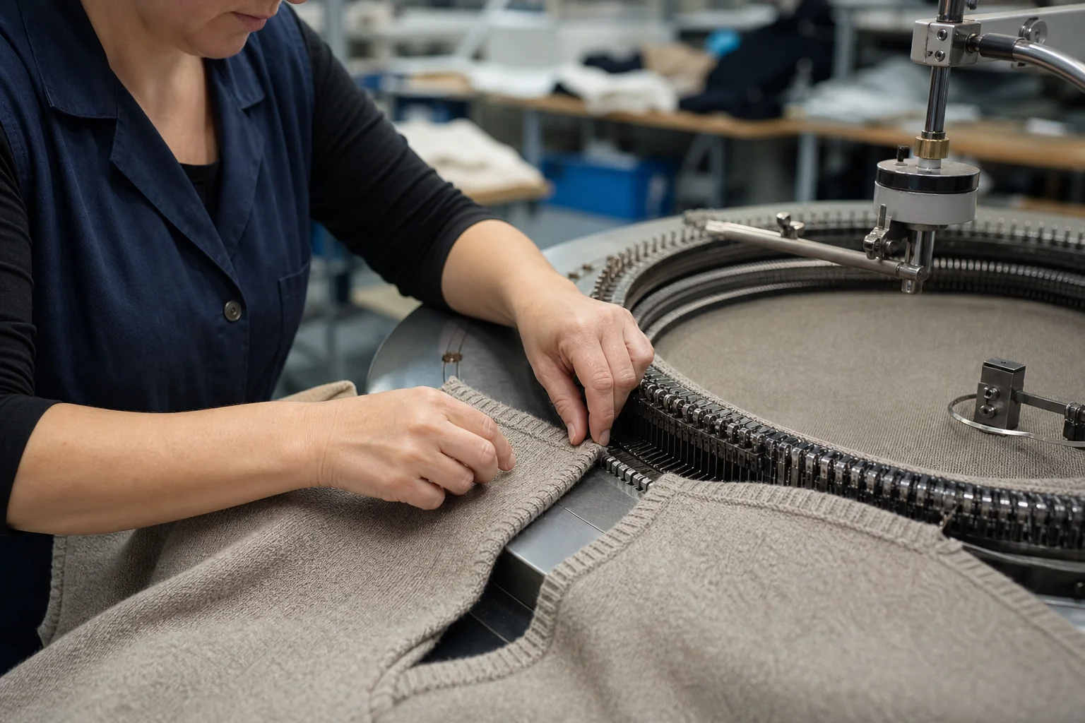 Verbindung gestrickter Teile an der Linking-Maschine