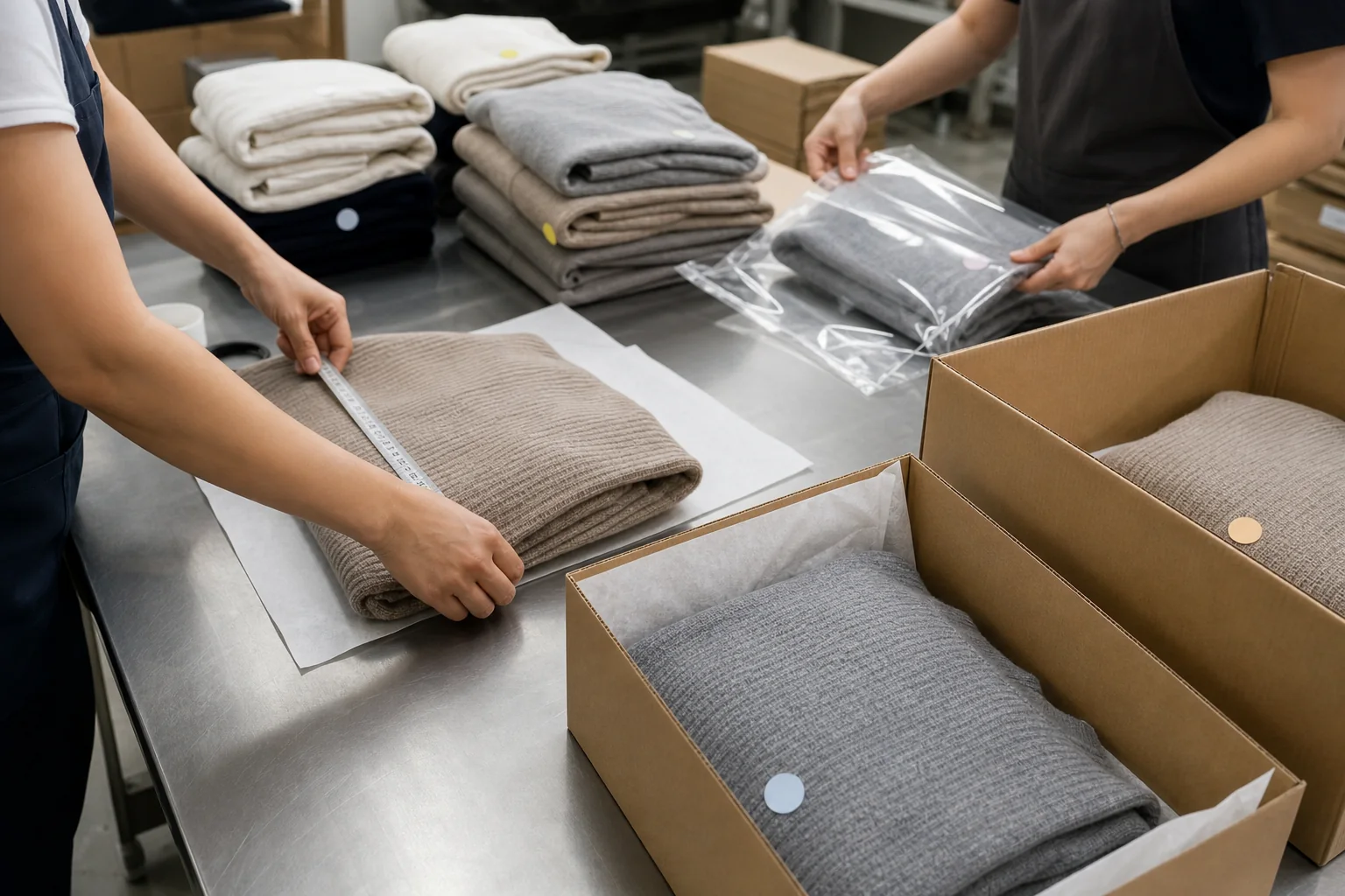 Dokumentierte Verpackungs- und Kennzeichnungsprüfung für Strickwaren