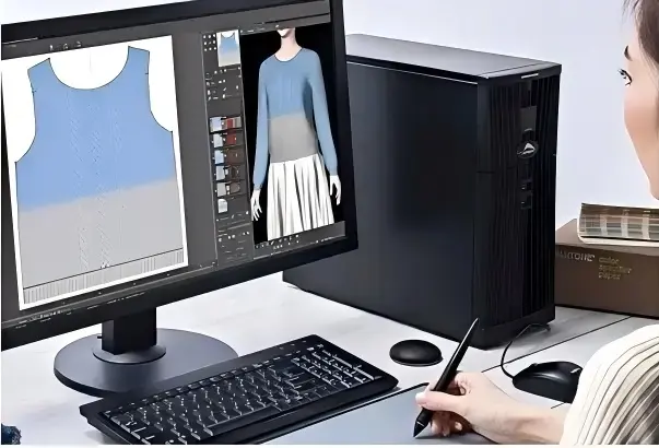 Detailansicht während der Strickmusterentwicklung